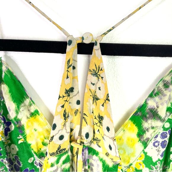 Rebecca Taylor | Silk Blouse Tank Top Green Yellow Purple Small - Picture 5 of 10